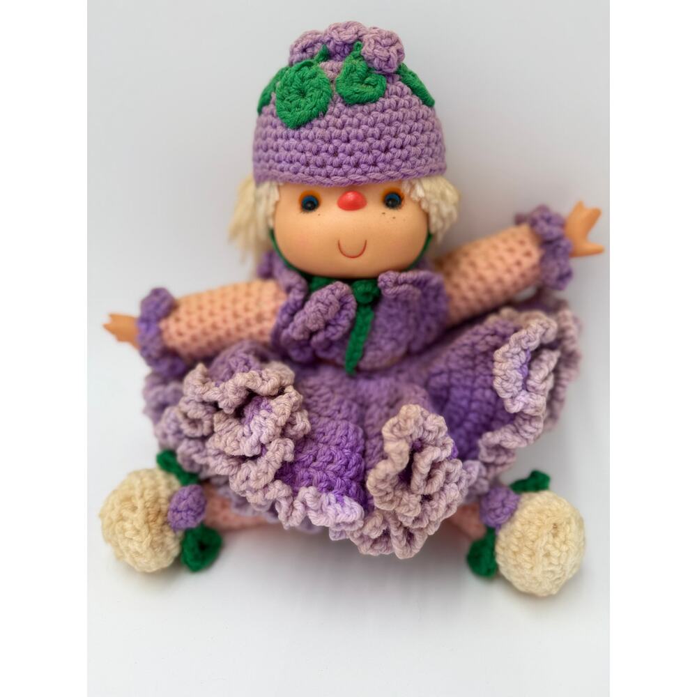 Vintage Crochet Plum-Inspired Doll | Handmade 1980s | 12” | Others Listed